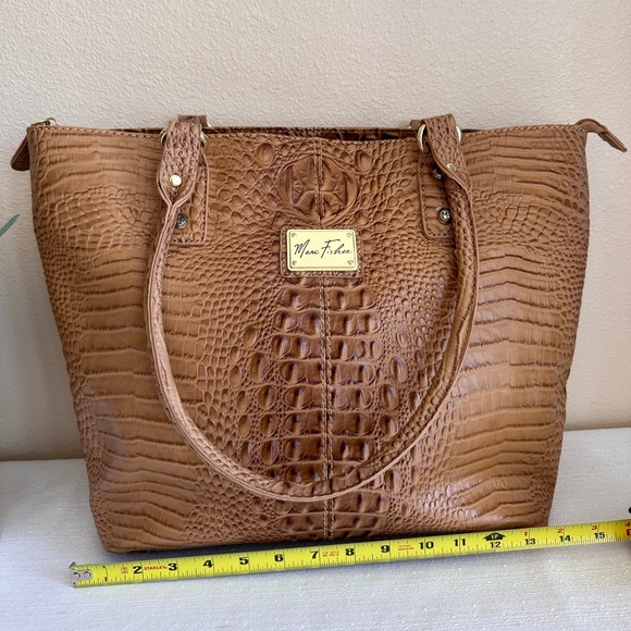 New Marc Fisher Faux Tan Crock Leather Large Bag - Picture 6 of 13